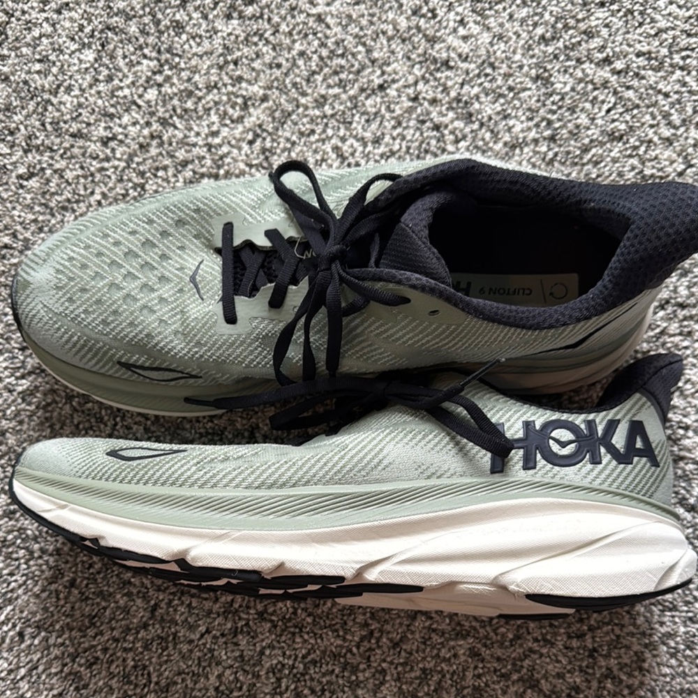 Hoka Men's Sage and Black Athletic Shoes